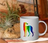 Tasse Motiv Galgo in Regenbogenfarben