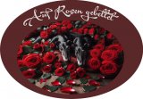 Aufkleber Oval Galgos auf Rosen